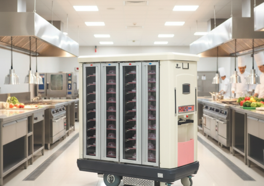 Xe đẩy thức ăn giữ nhiệt nóng - mát di chuyển bằng ắc quy điện - happy cart